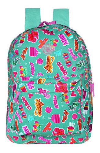 Mochila Escolar De Costas Juvenil Crush Meninas Instagram Cor Verde Desenho do tecido Instagram Adesivos