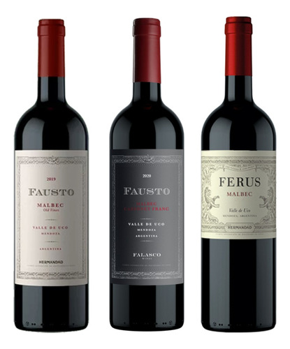 Vino Fausto Malbec + Fausto Blend + Ferus Malbec X 750cc