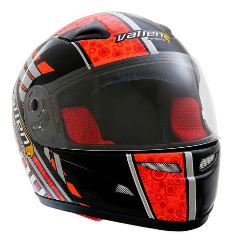 Capacete De Moto Integral Vallen 60 218054 Cor Preto com Vermelho