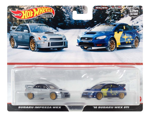 Hotwheels Premium 2 Pack Subaru Impresa Wrx - Subaru Wrx Sti Azul