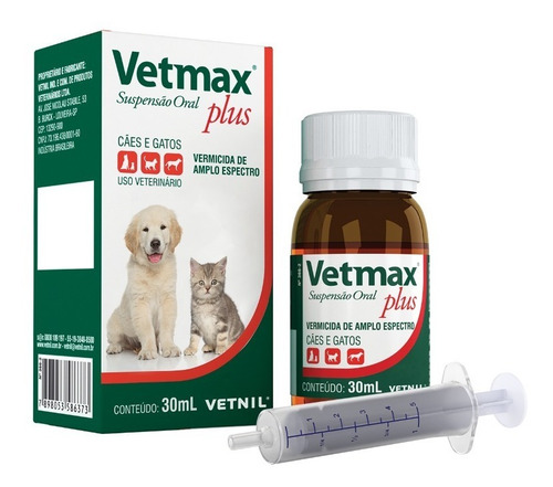 Vetmax Plus Suspensao 30 Ml Caes E Gatos
