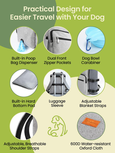 Bolsa De Viaje Para Perro Con Accesorios Y Bolsillos