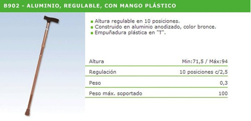 Baston Regulable De Aluminio Con Mango Plastico Marca Silfab