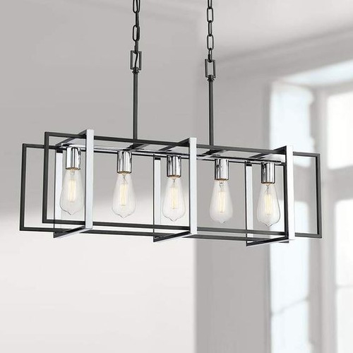 Lampara Estilo Industrial 5 Luces 1.20 X24x24 Color Oxido