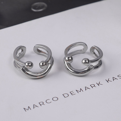 Anillo Smile Face Open Rings De Doble Capa Para Mujer, Joyer