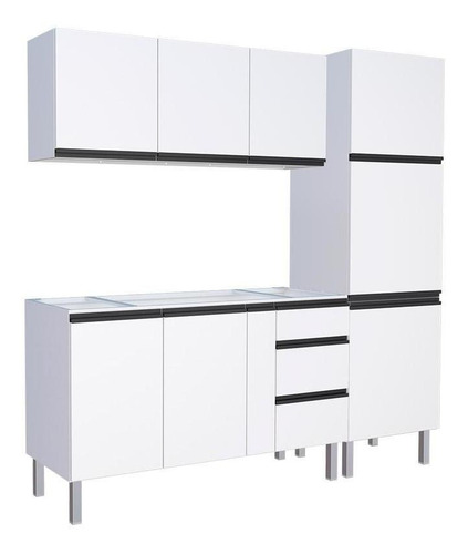 Cozinha Gabinete 150 Aéreo E Paneleiro Gaia Cozimax Branco