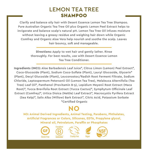 Shampoo Y Acondicionador De Árbol De Té Y Limón Aclarante Pa