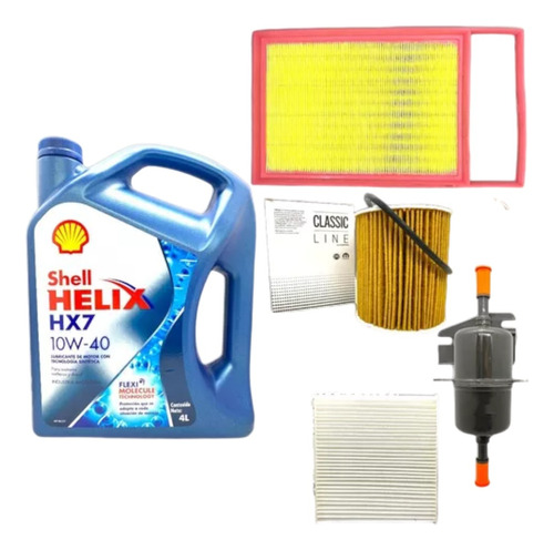 Kit Service Aceite Shell + 4 Filtros Palio Strada 1.6 Etorq