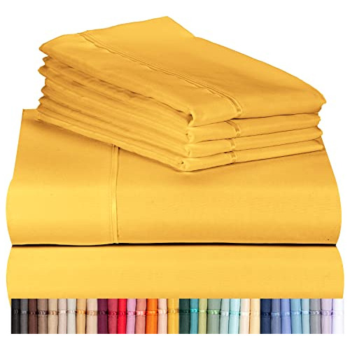 Juego De Sabanas De Bambu De Lujo Matrimonial Color Oro
