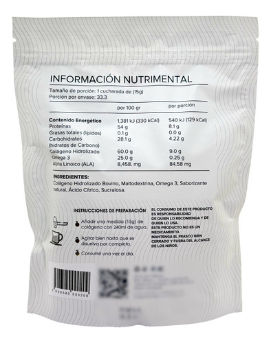 Colageno Hidrolizado Omega 3 500 G Frutos Rojos Pd Rosa