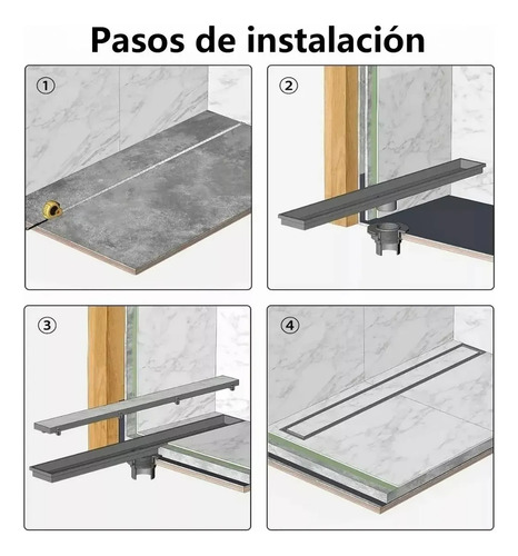 Coladera De Acero Inoxidable Invisible Desagüe Lineal 10x60