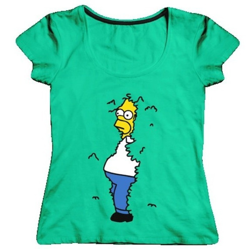 Remera The Simpsons Homero Arbustos Mujer Algodón Premium