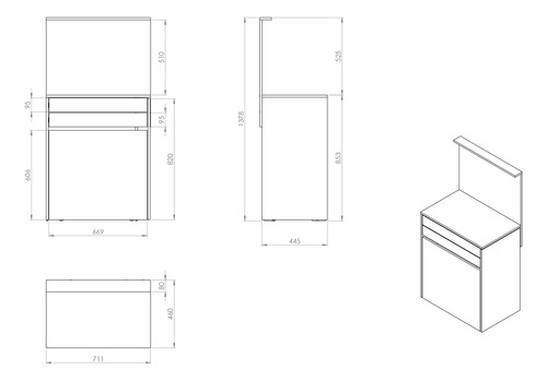 Maquillador Con Espejo, Asiento Tapizado, Luz Led -5010 Bla6