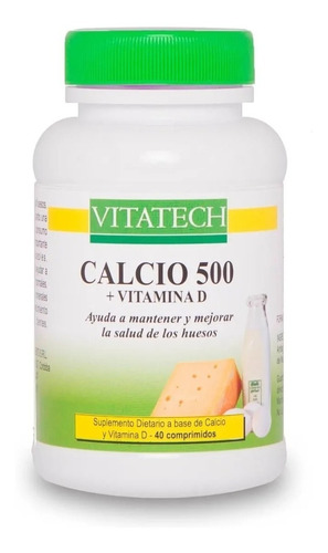Calcio 500 + Vitamina D Vita Tech X 40 Comprimidos