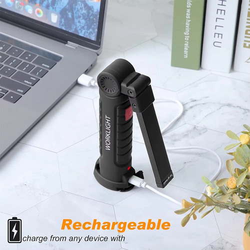 Luz De Trabajo Led Cob, Linterna Recargable Usb Regulable