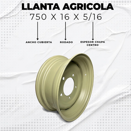 Llanta Agrícola 750 X 16 X 5/16 Trailers - Acoplados Ø150 Mm Antióxido