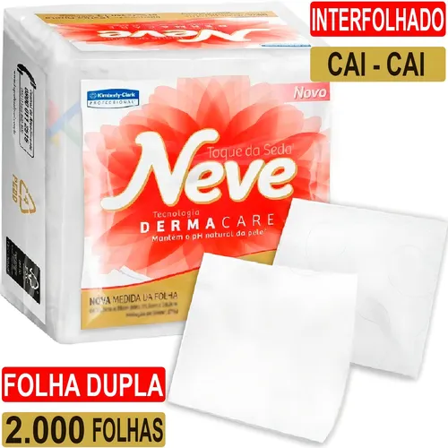 Papel Higiênico Neve Folha Dupla Interfolhado C/ 2.000 Fls