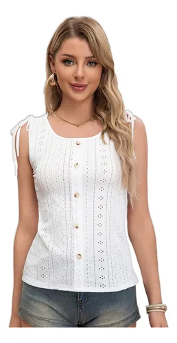 Blusa sin manga cuello redondo hotsell