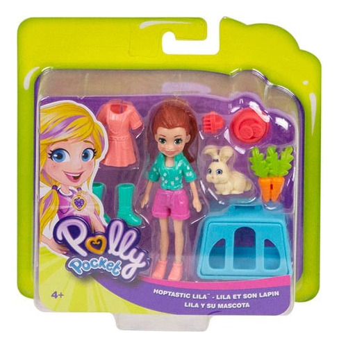 Polly Pocket Muñeca Modelo Lila Y Su Conejito