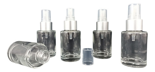 Frasco Perfume Vidrio 30ml Con Spray Plateado X 5 Unidades