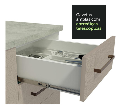 Gabinete Bajo Cocina Madesa Agata 120cm Con Encimera Bc Color Blanco/Crema