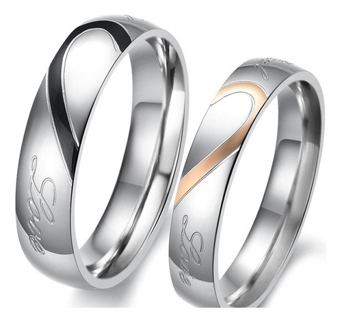 Duo Anillos Parejas Corazon Mi Otra Mitad Titanio A009