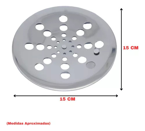 Central Kit Grelha Redonda Rotativa Aço Inox 15cm 3 Unidades para Ralo Banheiros Quintal
