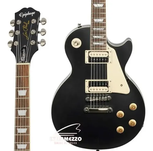 ギター Epiphone Les Paul Classic Worn (Ebony) Guitarra Epiphone Les Paul Classic Worn Ebony Preto | MercadoLivre
