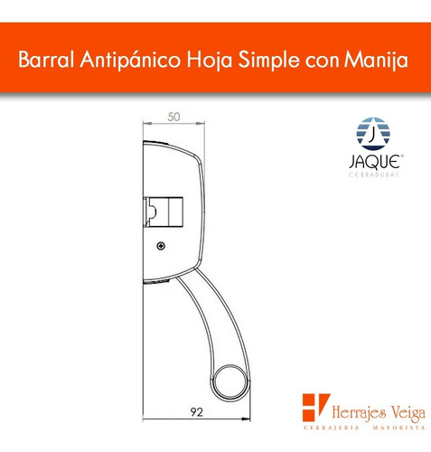 Imagen 5 de 10 de Barral Antipánico Jaque Puerta Hoja Simple Llave Manija