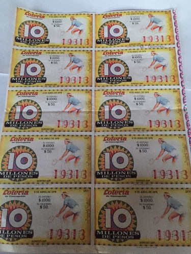 10 Boletos De Lotería 1979 Deportes Tenis