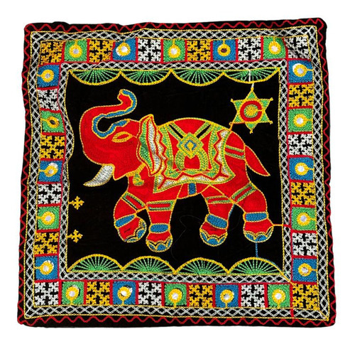 Capa De Almofada Decorativa Sofá Bordado Indiano Mandala 592 Cor Preto Indiana