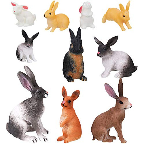 Sumind 10 Piezas Pascua Rabbit Toy Figure, Mini Bunny Toy