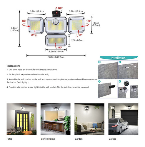 Luces De Pared Con Sensor De Movimiento Solar For