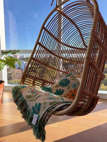 Manta Cubre Sillon Pie De Cama 130x140 Guadalajara Huitrú Turquesa Floreado