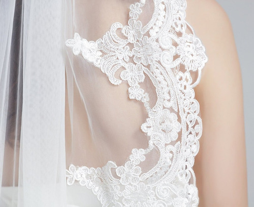 Wedding Velo Nupcial Con El Peine 1 Nivel Edge Apliques De E