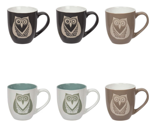 Luciano Housewares Cute Dinneware Owl Juego De Tazas De Café