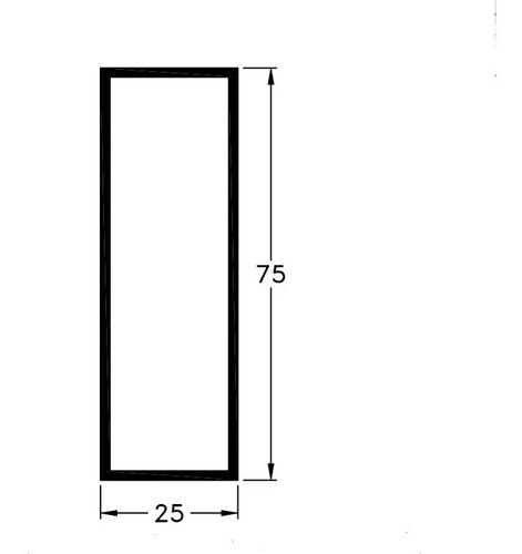 Perfil De Aluminio Natural Tubo Rect 75x25mm-largo X 3 Mts