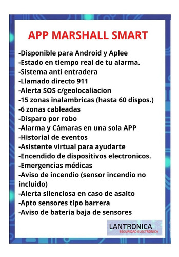 Imagen 3 de 10 de Kit Alarma Inalámbrica Wifi Marshall Ip App Domiciliaria