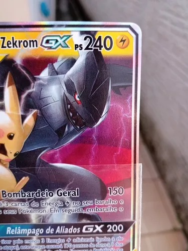 Carta Pokémon Pikachu e Zekrom GX Original Copag Brasil