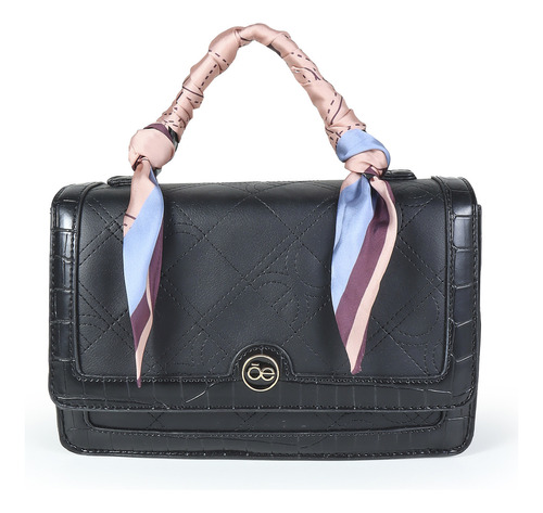Bolsa Briefcase Cloe Para Mujer Con Mascada Multiusos Color Negro