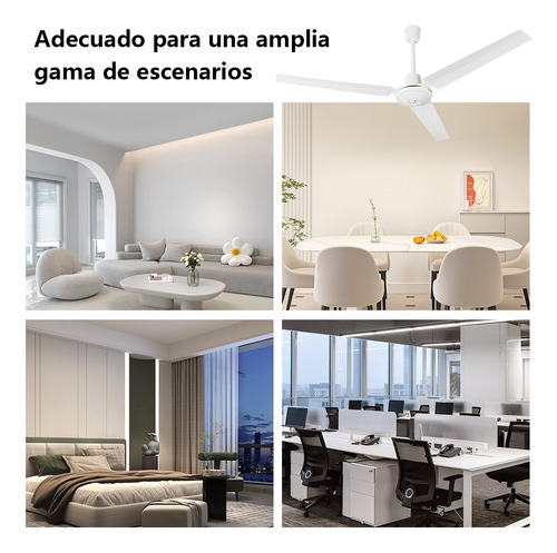 Ventilador Techo 55'' Aspas Metálicas 5 Velocidades 65w 1.4 M 60hz Blanco Blanco Metal 3