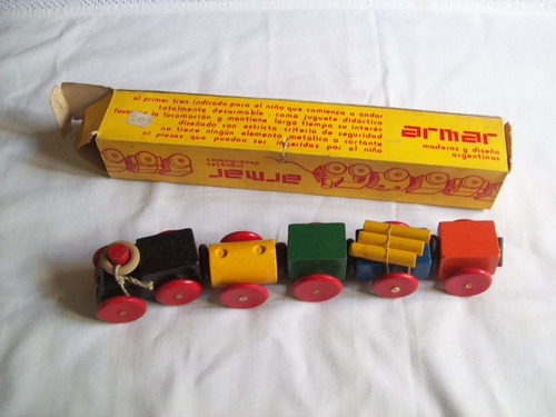 Juguete Vintage Madera En Empaque . Tren . Armar . Ind Arg