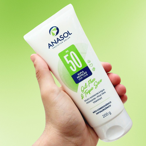 Protetor Solar Toque Seco 50 Fps Anasol 200gr Uva E Uvb
