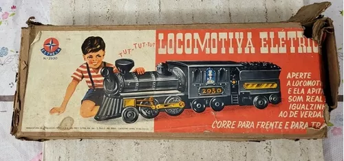 Brinquedos Raros - Conjunto Big Trem com uma Locomotiva dois Vagões e  Trilhos Década de 1980