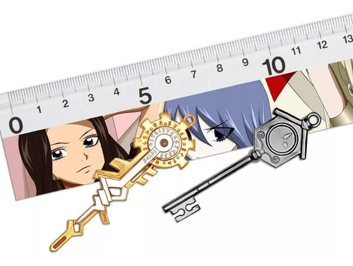 Conjunto De Chaves E Chaveiros Fairy Tail Lucy Golden Zodiac
