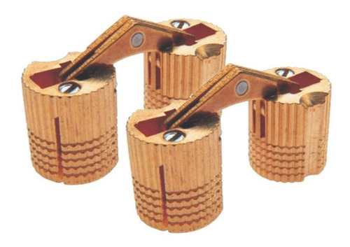 Kit C/2 Dobradiças Invisível Topo D-16 Abertura 180º Latão