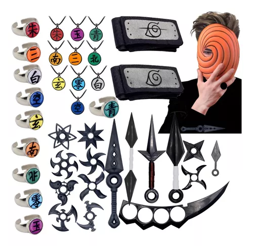 Kit Kunai Naruto Máscara Tobi Anel Akatsuki Pain Hidan