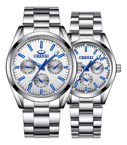 Gosasa Couple Watches Women And Men Silver Stainless Steel