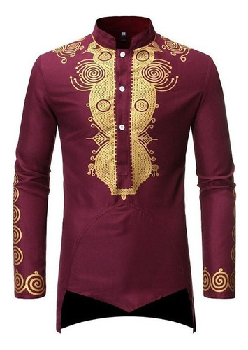 Men's Shirt Long Sleeve African Style Print