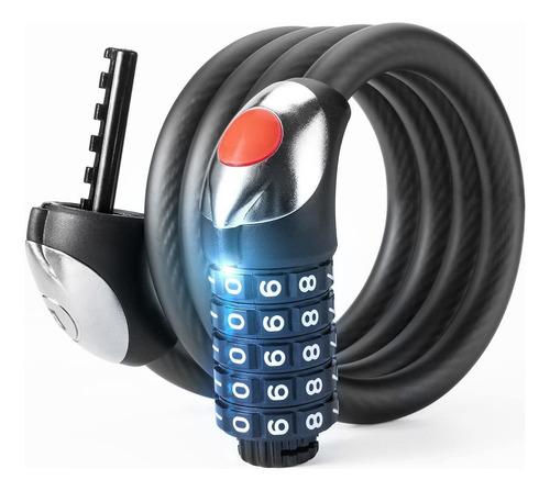 Rockbros Cable De Bloqueo De Bicicleta De 4/6 Pies Con Luz .